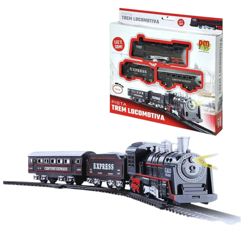 PISTA TREM LOCOMOTIVA C/LUZ/SOM DMT5373 - DM TOYS