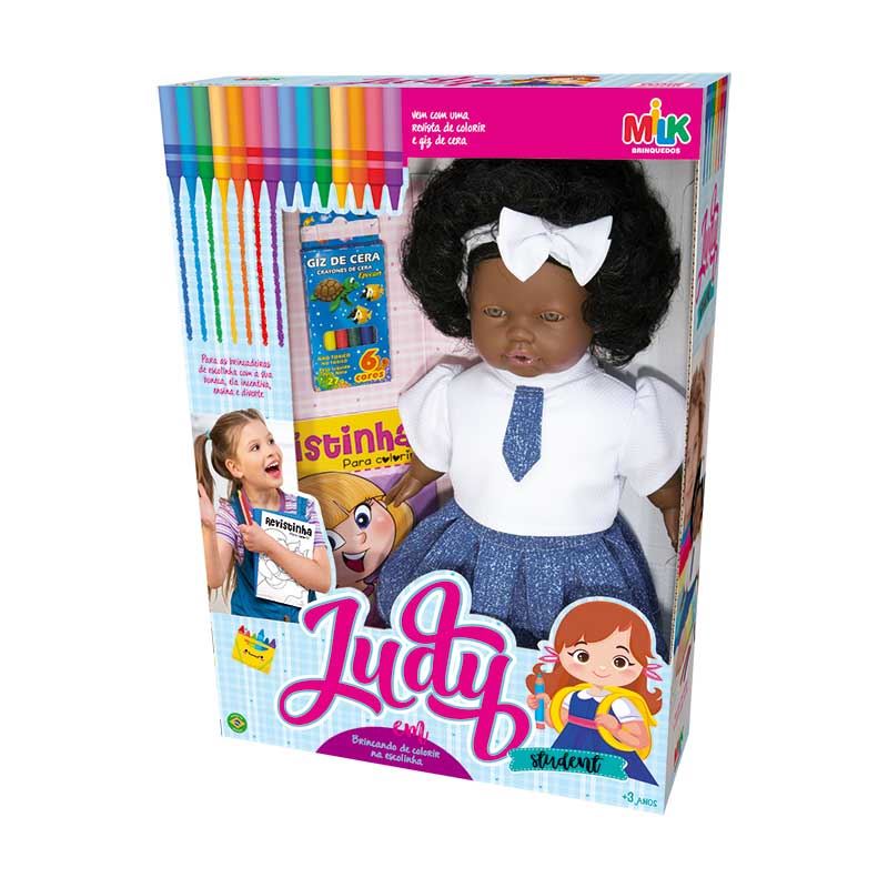 BRINQ. BONECA JUDY MILK STUDENT NEGRA(E)