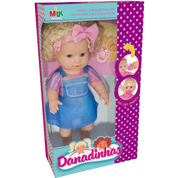 BRINQ. BONECA DANADINHA CAB. CRESPO MILK LOIRA(E)