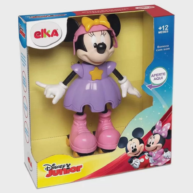 BONECA COM MECANISMO MINNIE PATINADORA 25CM.- ELKA